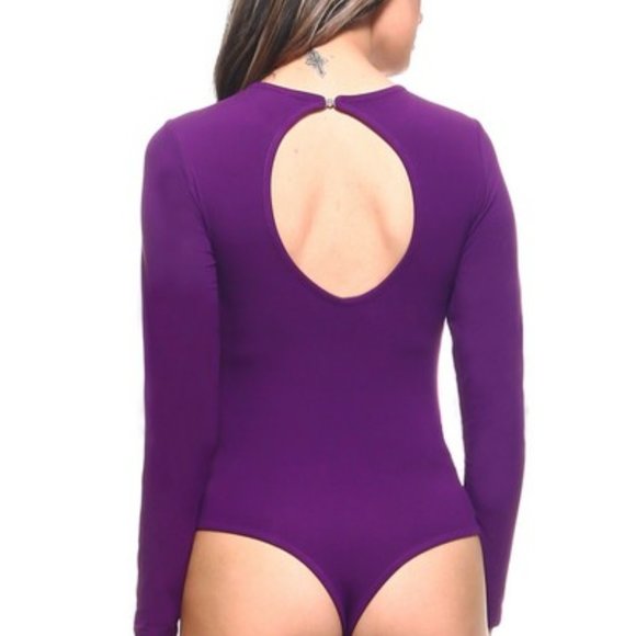 Long Sleeve Cute Open Back Bodysuit BS1009 - Picture 2 of 5